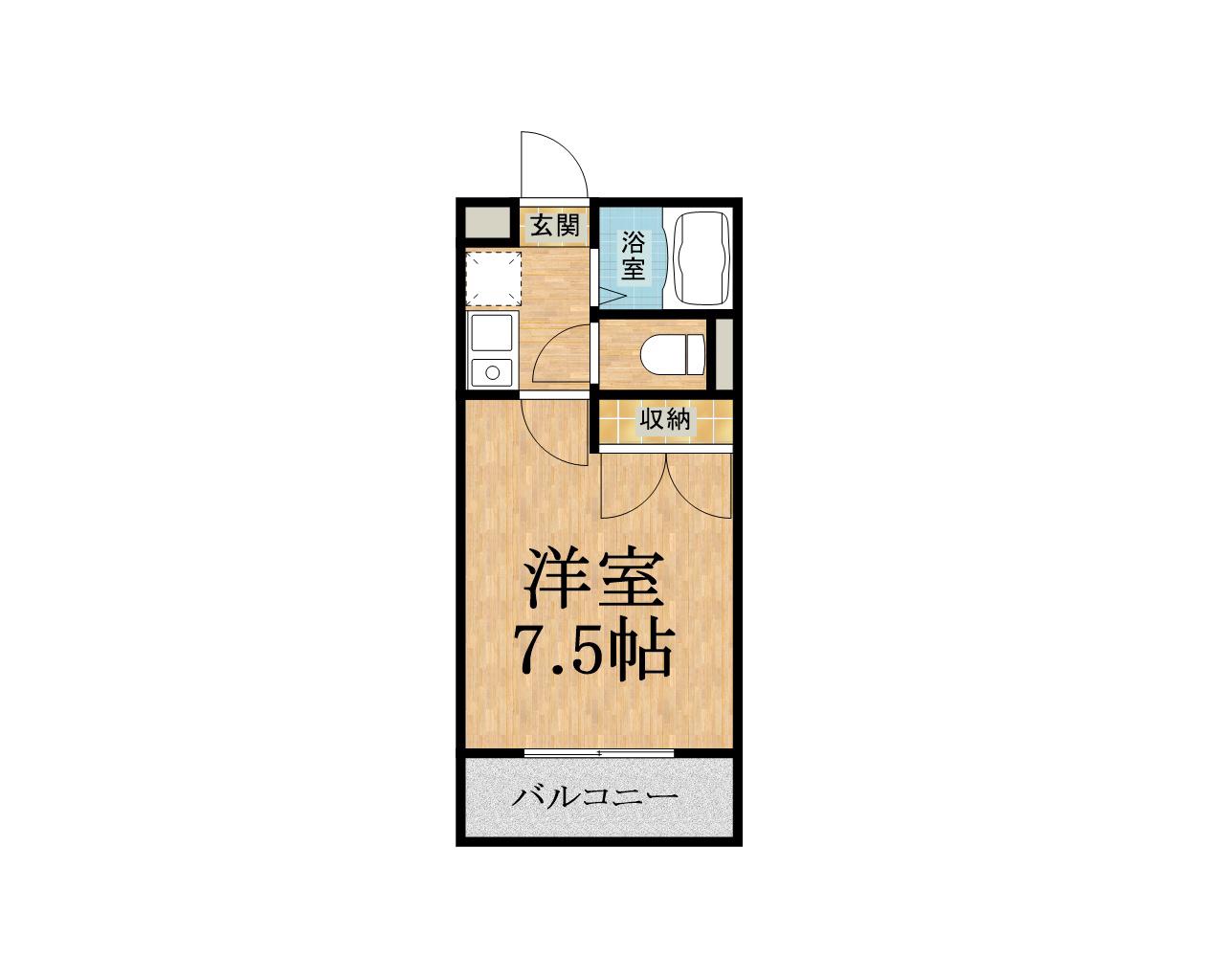 LILY浜野(1K/3階)の間取り写真