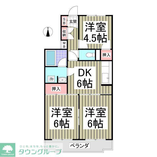 メゾンセレステ指扇(3DK/2階)の間取り写真