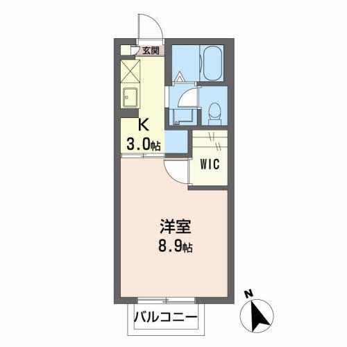 エクセール松岡A(1K/1階)の間取り写真
