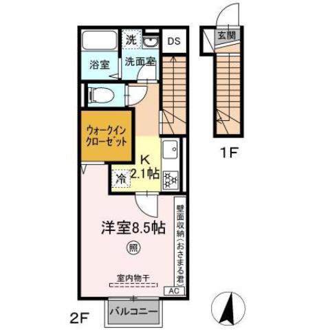 D-CLIMB(1K/2階)の間取り写真