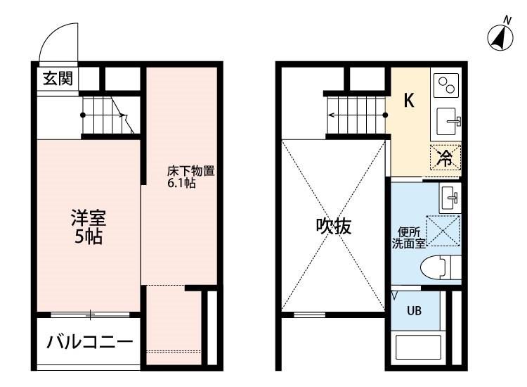 CIEL BLEU九重(1K/1階)の間取り写真