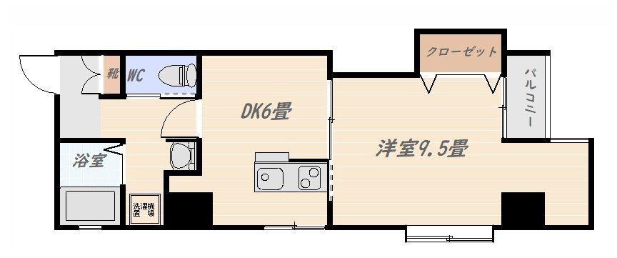フォンス加治屋町(1DK/7階)の間取り写真
