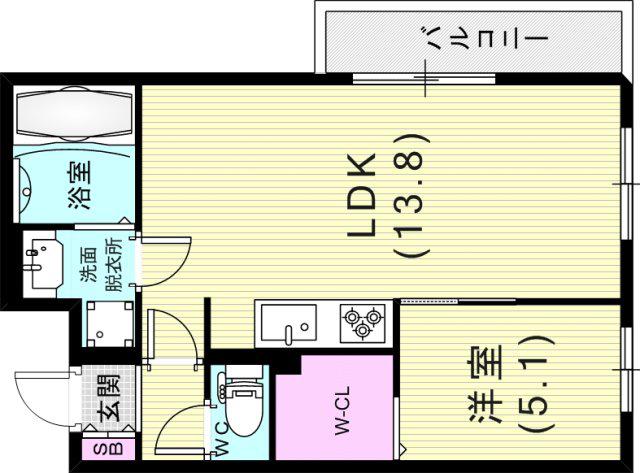 アパルトマン大倉山(1LDK/2階)の間取り写真