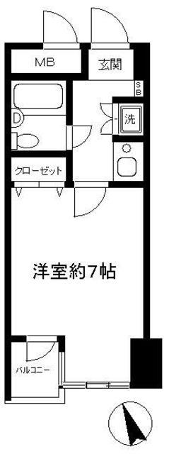 メゾンドール北千住(1K/6階)の間取り写真