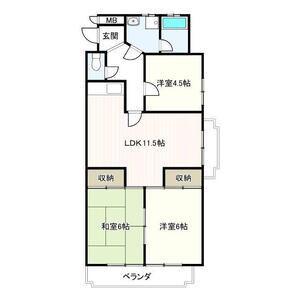 第2橋本マンション(3LDK/1階)の間取り写真