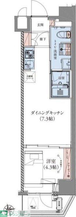 CREATIF蔵前(1DK/3階)の間取り写真