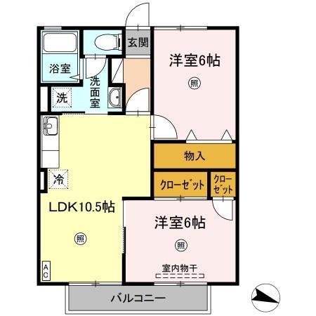 第一アネックス(2LDK/2階)の間取り写真