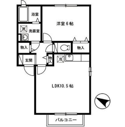 セジュールルピナ 201号(1LDK/2階)の間取り写真