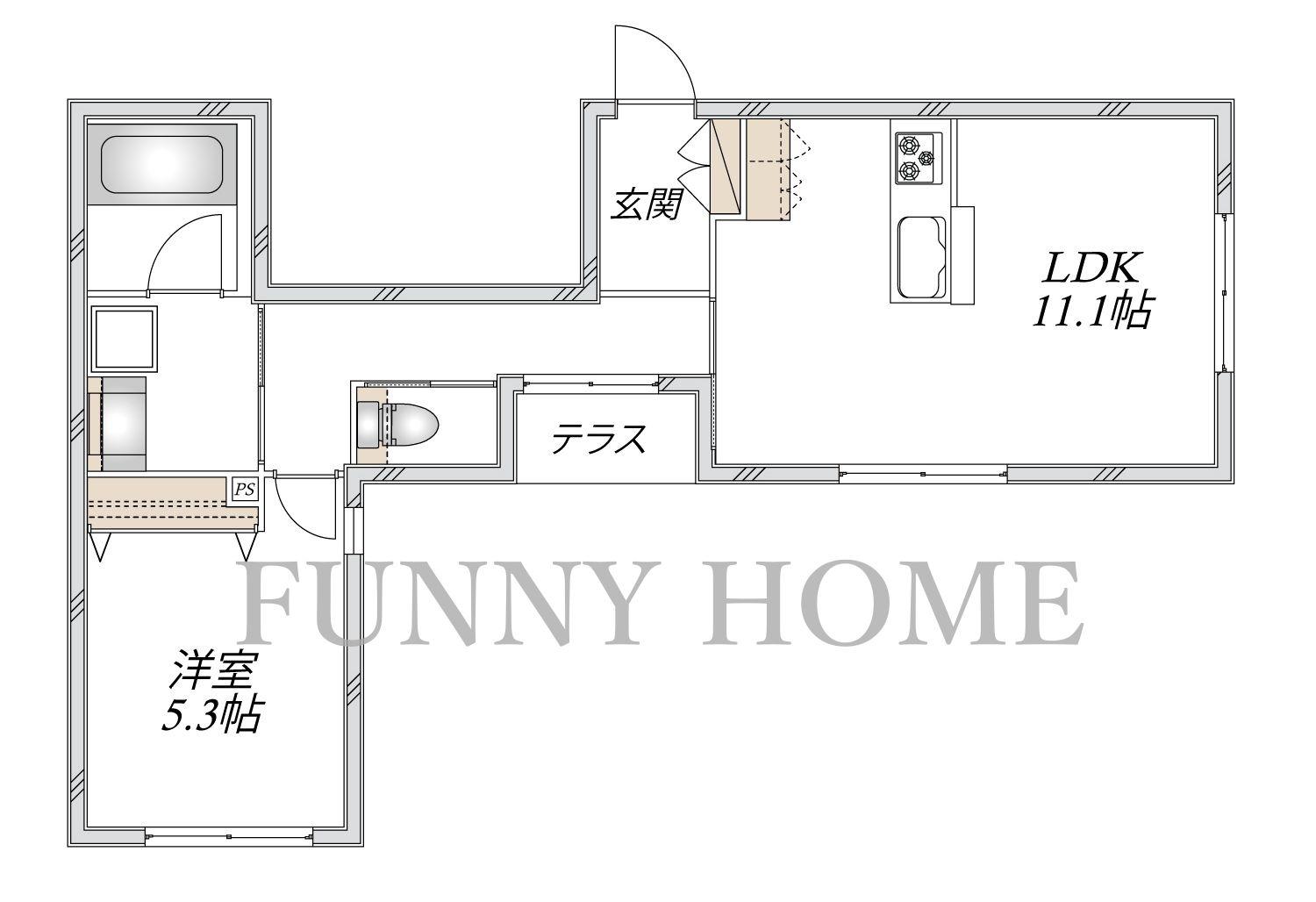 CASA上用賀(1LDK/1階)の間取り写真