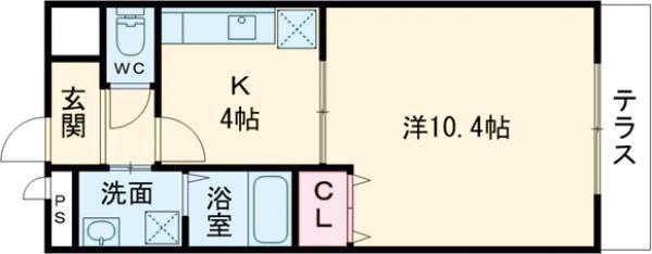 アムール 野村III(1K/2階)の間取り写真