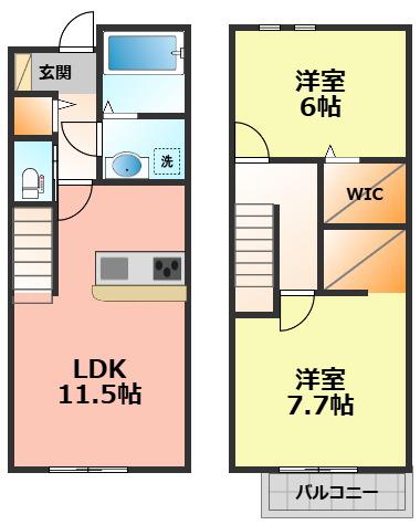 MAISONETTE LAND 込野 B(2LDK/1階)の間取り写真