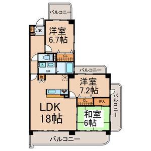 フォンテヌ神山(3LDK/5階)の間取り写真