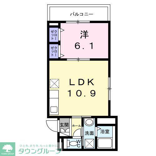 カルフール(1LDK/2階)の間取り写真