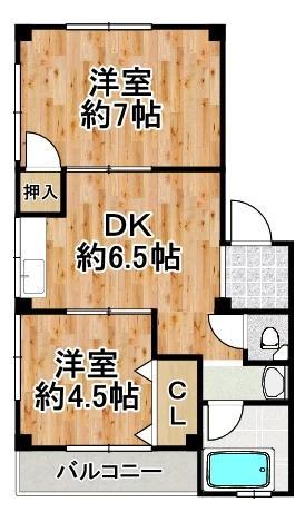 中井マンション(2DK/4階)の間取り写真