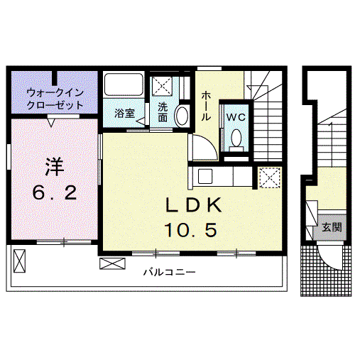 VERTESSEA・VIII(1LDK/2階)の間取り写真