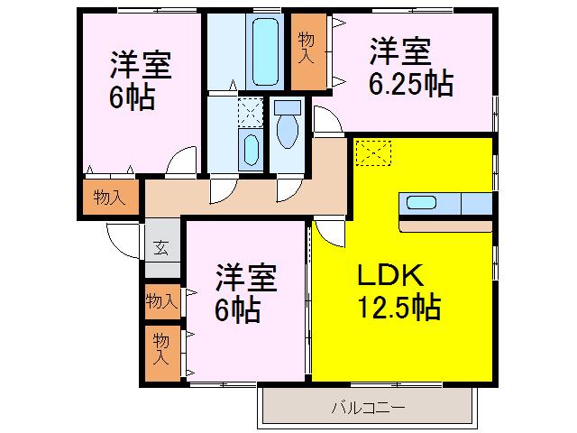 リビングタウン古河南A(3LDK/1階)の間取り写真
