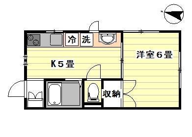 カーサ・T(1K/2階)の間取り写真