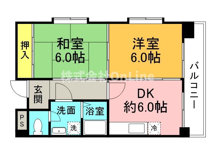 五百石マンション(2DK/3階)の間取り写真