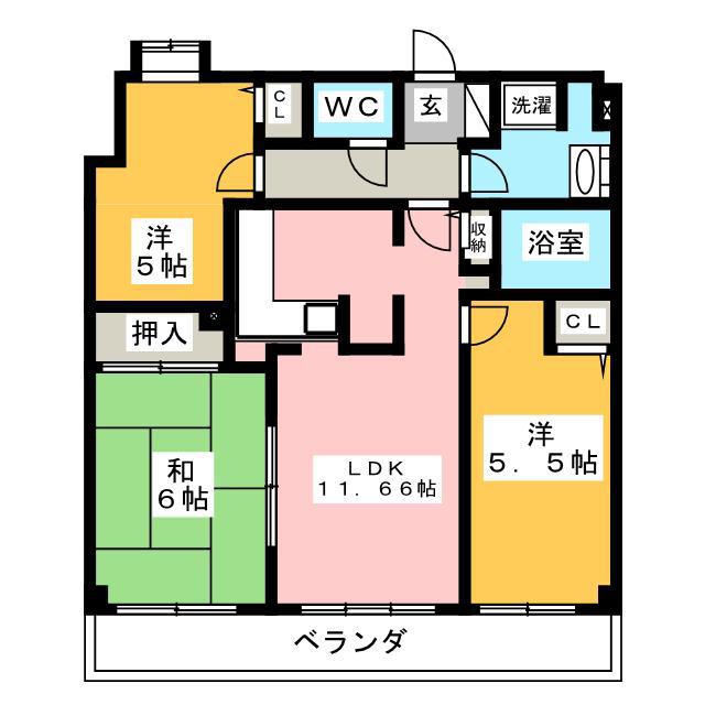 ライオンズマンション葛飾渋江公園(3LDK/3階)の間取り写真