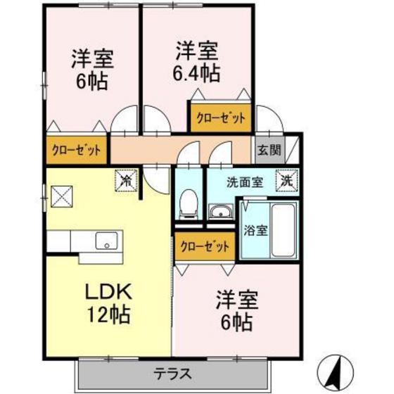 グレイスコート(3LDK/1階)の間取り写真