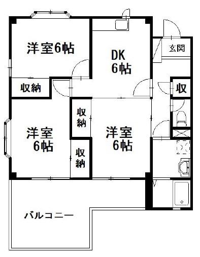 エナール佐鳴台(3DK/2階)の間取り写真