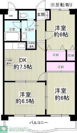 ブライトステージ南柏(2LDK/3階)の間取り写真