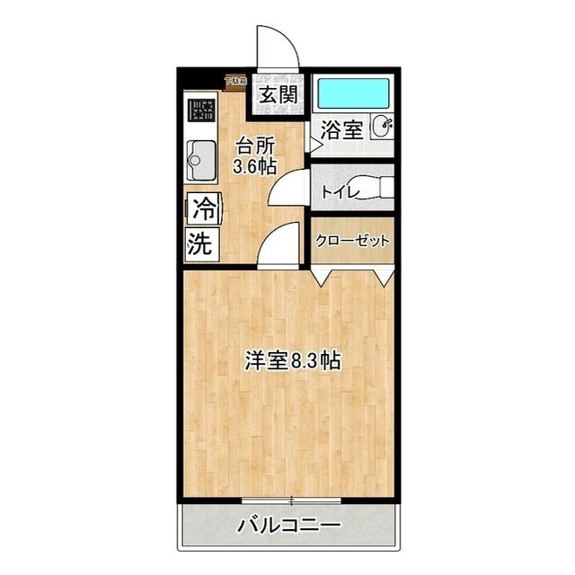 グランシェール(1K/1階)の間取り写真