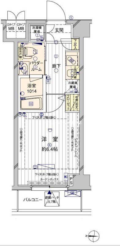 メインステージ押上II(1K/3階)の間取り写真