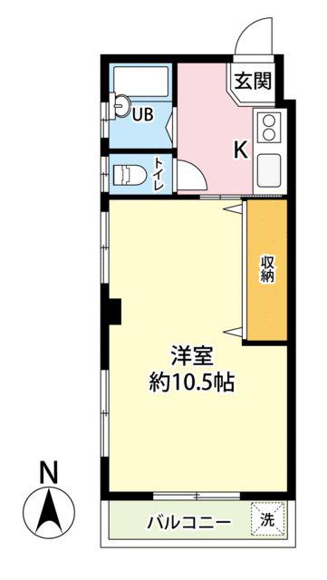 クレアール厚木(1K/2階)の間取り写真