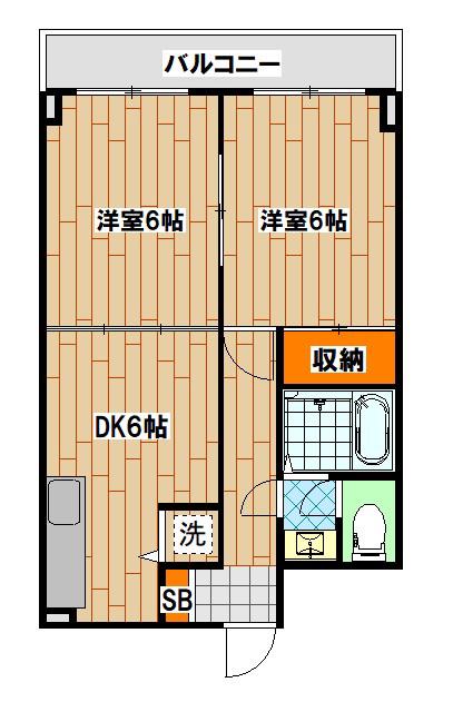 TAハウス(2DK/2階)の間取り写真