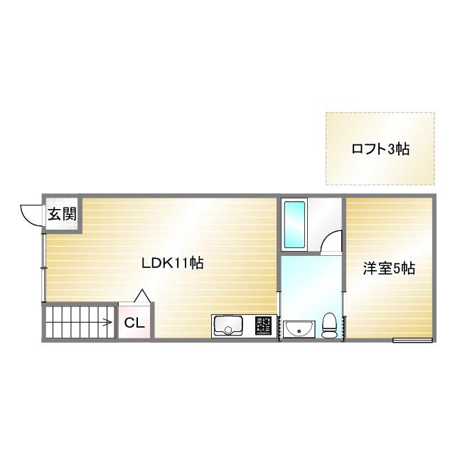 下三条町ソラノマ(1LDK/1階)の間取り写真