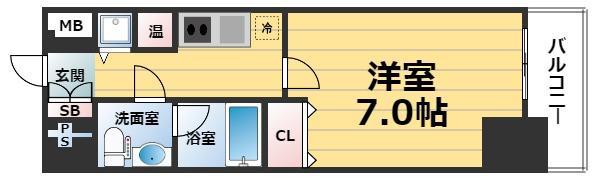ラヴ心斎橋ウエスト(1K/9階)の間取り写真