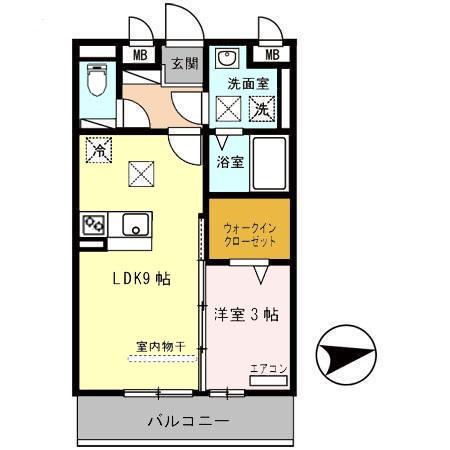 ソワサントゥヴァレ(1LDK/1階)の間取り写真