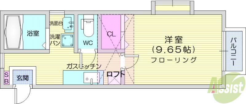 マインハイムC(1K/1階)の間取り写真