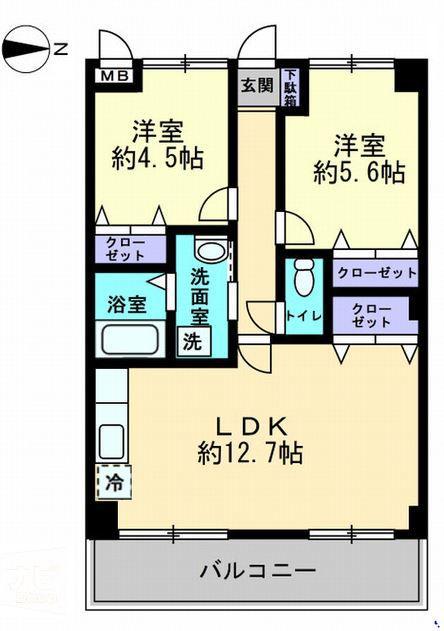 フィネス多賀(2LDK/3階)の間取り写真