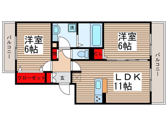 ALBAGRANDE(2LDK/1階)の間取り写真