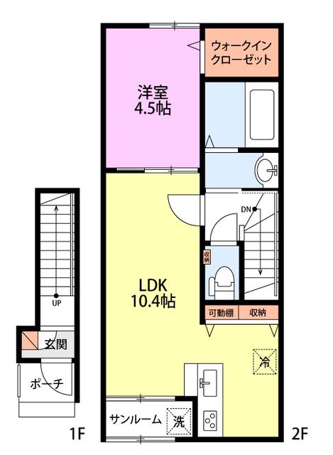 フェリースI(1LDK/2階)の間取り写真