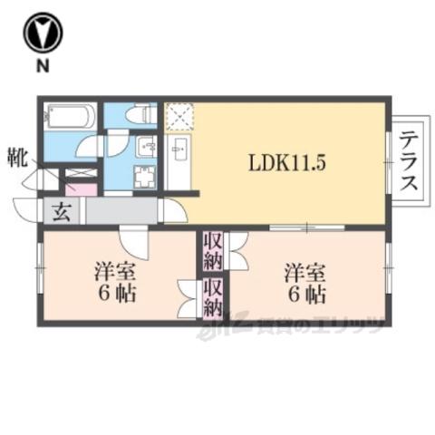 ウッディーパル萩原(2LDK/1階)の間取り写真