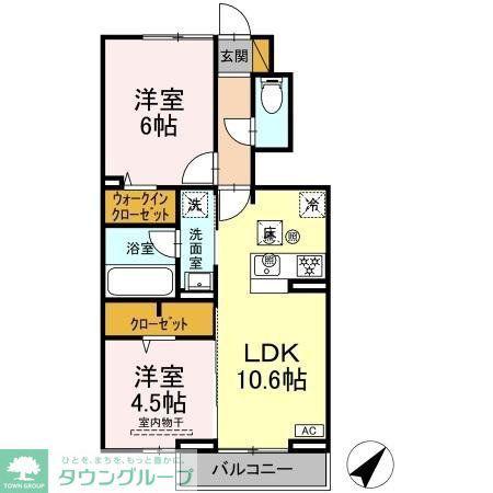 東武野田線 増尾駅 徒歩3分 2階建 新築(2LDK/1階)の間取り写真