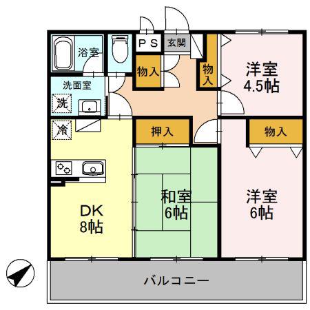 フォレストジョウエイ(3DK/2階)の間取り写真