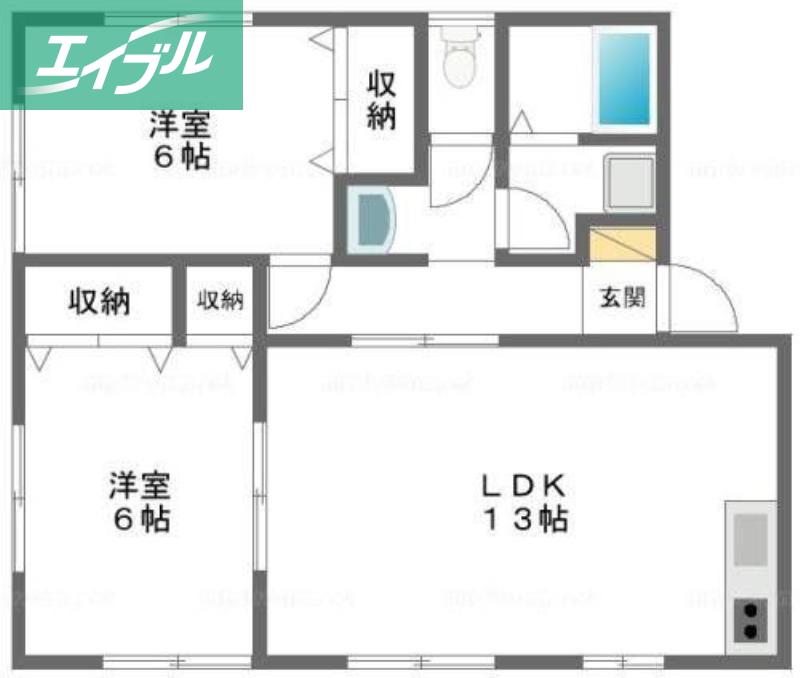 メゾン大福II(2LDK/2階)の間取り写真