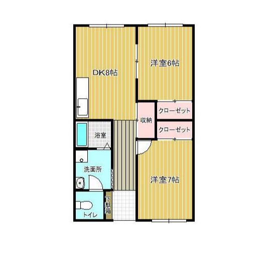 シャトー白山(2DK/5階)の間取り写真