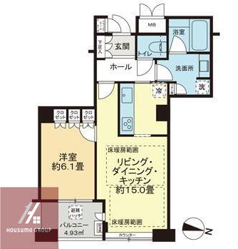 ディーグラフォート大阪NYタワーHIGOBASI(1LDK/15階)の間取り写真