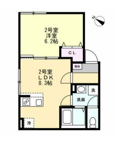ベイルーム辻堂本宿(1LDK/2階)の間取り写真