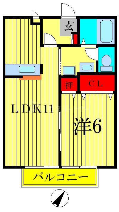 シャンスA(1LDK/1階)の間取り写真