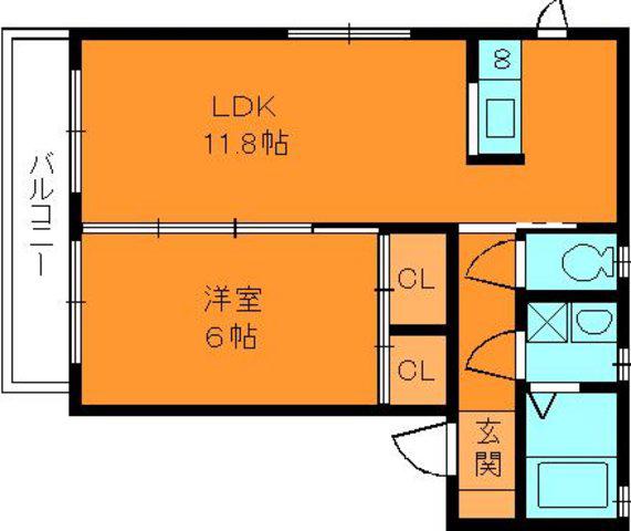ヴィラオリエンタルD(1LDK/2階)の間取り写真