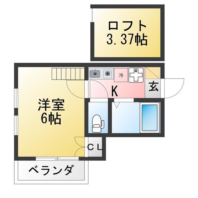 OCEANS7(1K/2階)の間取り写真