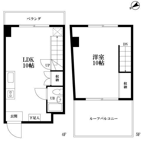 ミカサビル(1LDK/4階)の間取り写真