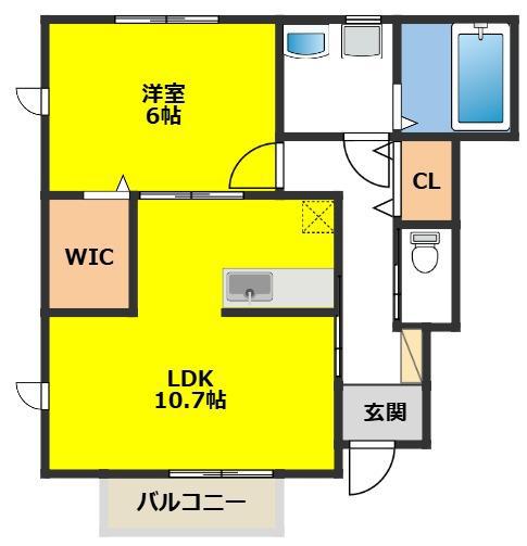 ポライトリーB(1LDK/1階)の間取り写真