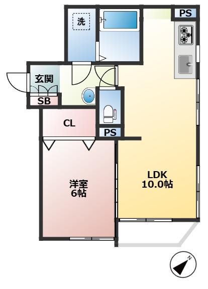ウィンベルコーラス立石第6(1LDK/2階)の間取り写真